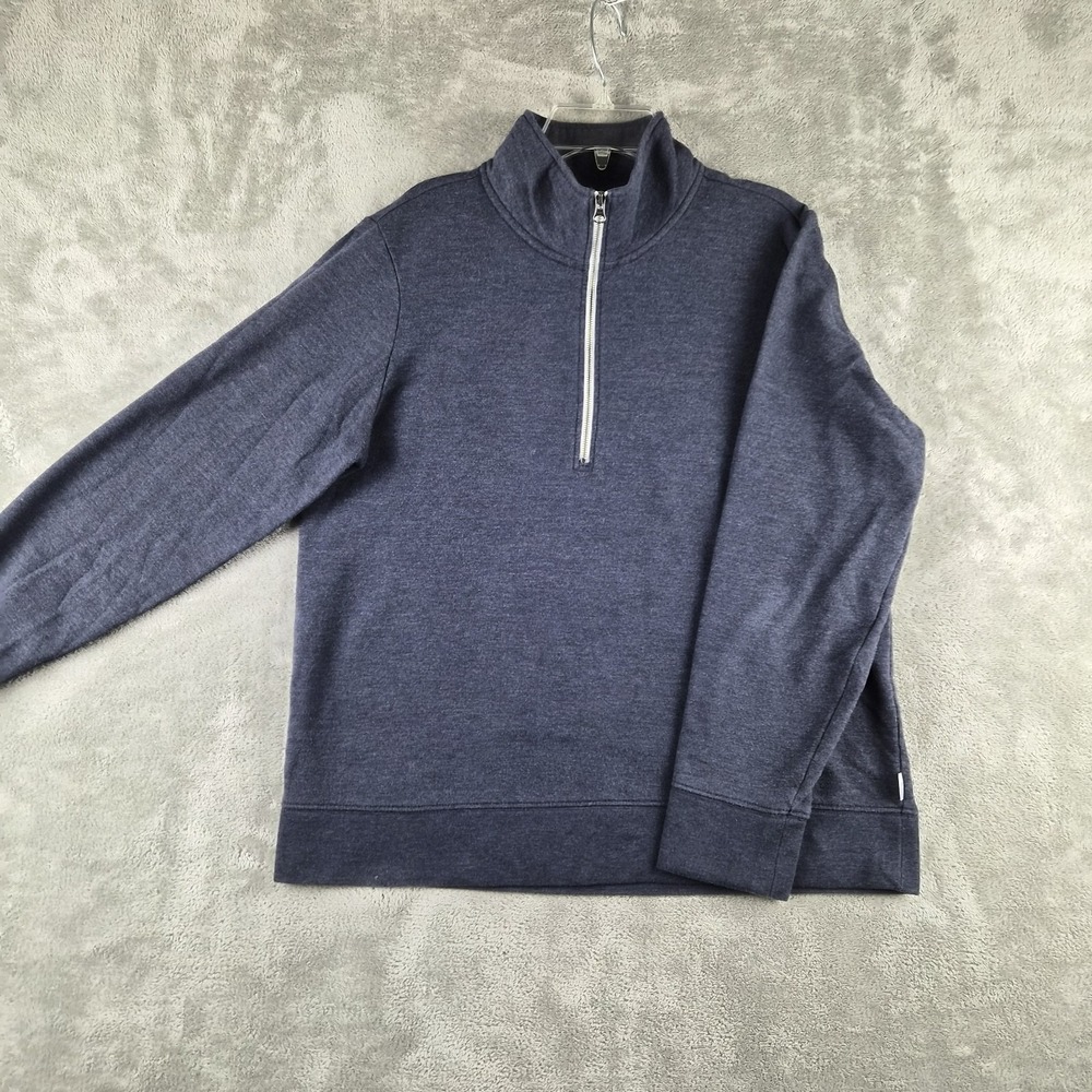 Eddie Bauer Sweatshirt Womens Medium Navy Blue Camp Fleece 1/4 Zip Pullover